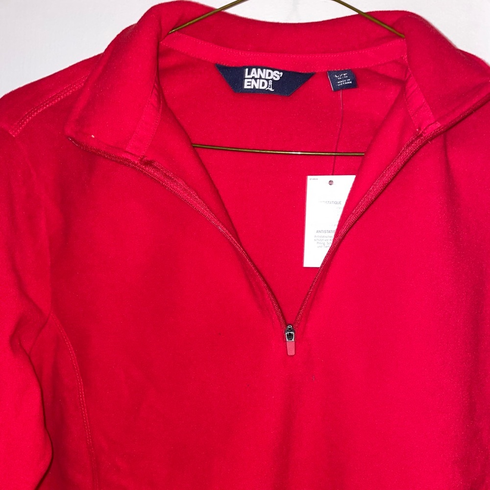 Brand New Women’s Lands’ End Red Half Zip Fleece Pullover, Size L / P - Picture 5 of 9